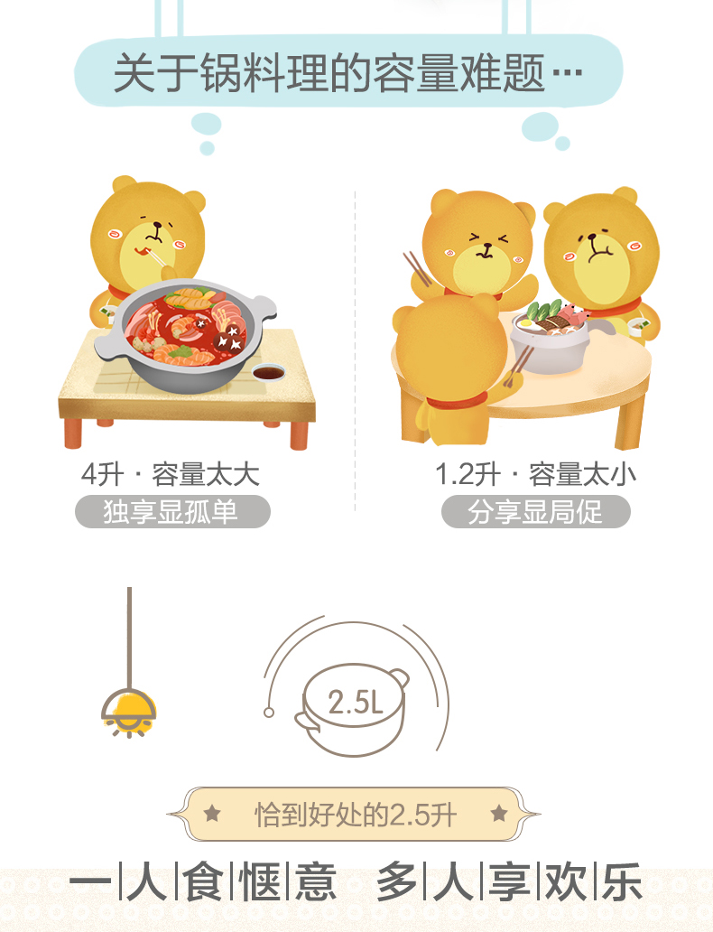 小熊 多功能电火锅 2.5L 图6