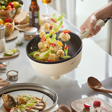 Плиты 小熊电炒锅家用大容量煮锅多功能炒菜电热火锅宿舍蒸煮煎炒一体锅