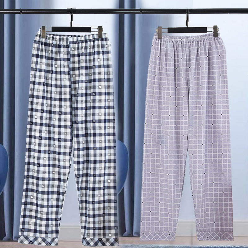 Spring and Autumn Cotton Men's Pajama Pants with Front Opening, Thin Summer Style, Large Size, Suitable for Elderly and Young People, Home Wear Pants Spring and Autumn Cotton Men's Pajama Pants with Front Opening, Thin Summer Style, Large Size, Suitable for Elderly and Young People, Home Wear Pants