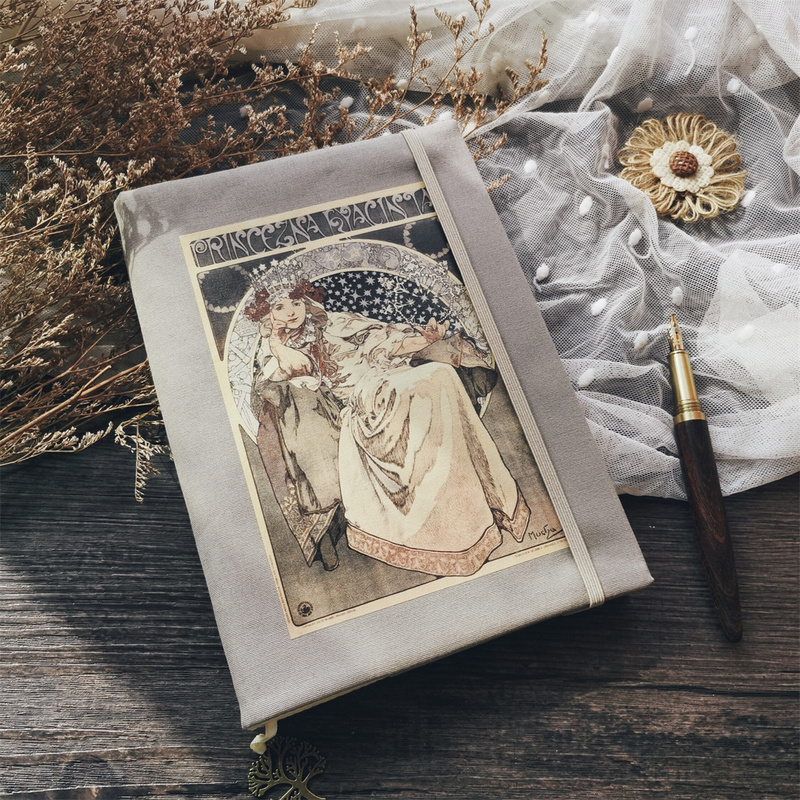 Mucha Star and Moon Vintage Baroque Planner Original Artistic European Style A5A6 Japanese Hobo Planner Book Cover