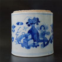 Zhu = Curtain Qing Dynasty Qianlong Bo Gu Tu Blue and Huahua Jar Porcelain Ceramics literati Porcelain Art Collection
