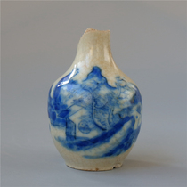 Zhu=Ge blue and white landscape figure bottle porcelain art collection