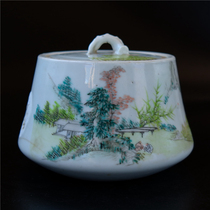 Flower = A light crimson landscape figure pot to pot porcelain ceramic literati porcelain art collection