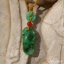 Treasure = ther 0886 stock Natural A cargo Myanmar Old pit Zhengyang Green Jade Dragon Ping Hang pendant Baojade Certificate