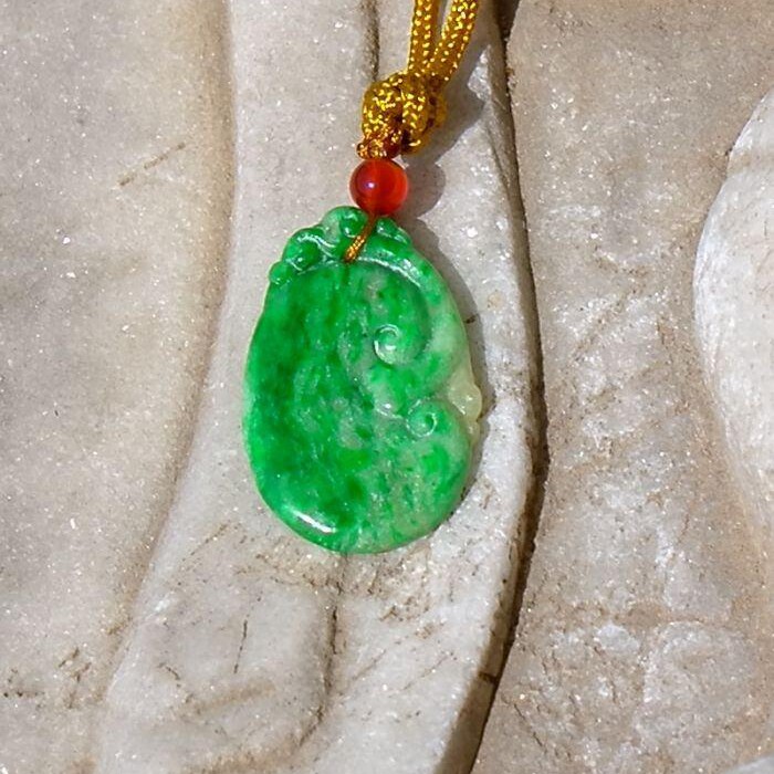 Flowers = cold 5348 inventory Qing Dynasty natural A goods Myanmar old pit seed Zhengyang green yellow emerald double color emerald Ruyi pendant