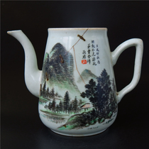 Xiang=The name of the family Chen Song Cursive shallow Jiangcai landscape landscape pot works Literati porcelain ceramic art collection