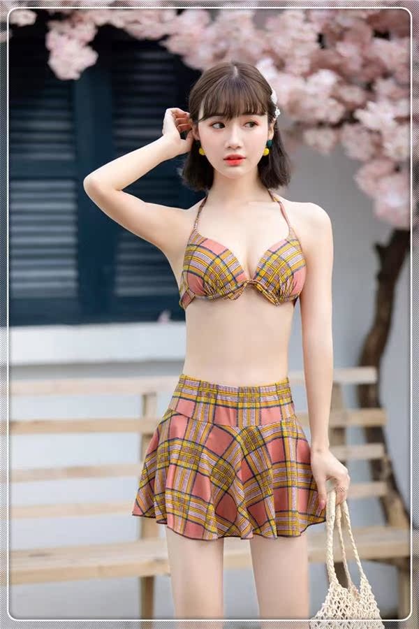 2019 mới chia bikini bikini ba mảnh tắm nóng mùa xuân Nhật Bản dễ thương cô gái sinh viên áo tắm bảo thủ - Bikinis đồ tắm biển nữ cao cấp
