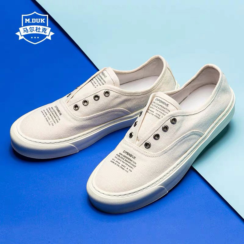 Malduk new minimalist boys sailing shoes Han version trendy 100 hitch casual little white shoes men's fall breathable-Taobao
