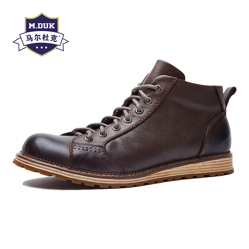 Malduk Han Edition of the trend high gang leather men's shoes English Martin boots in male retro black boots man