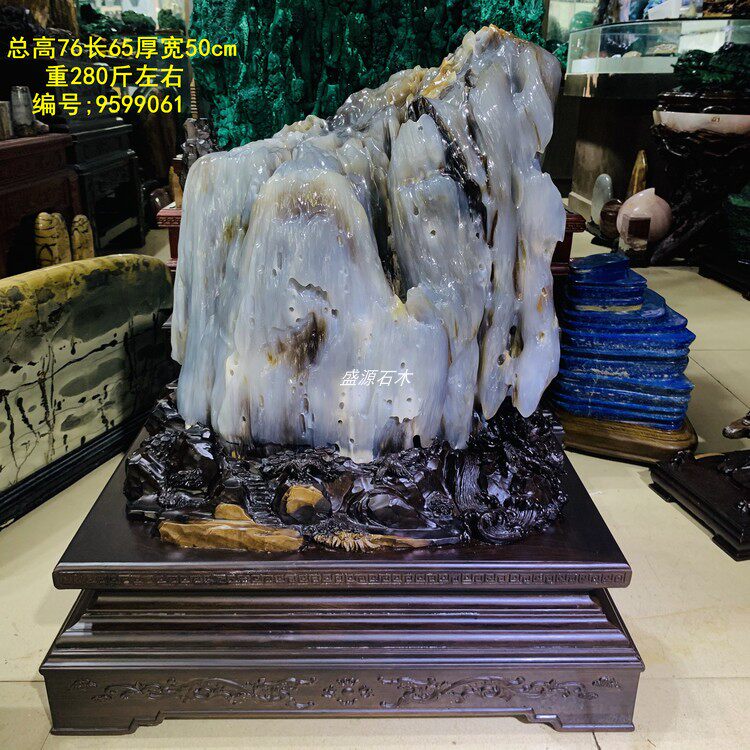 Natural Myanmar tree jade ornaments De Bai material ice species pan-green silicified wood fossil rough Feng Shui ornaments