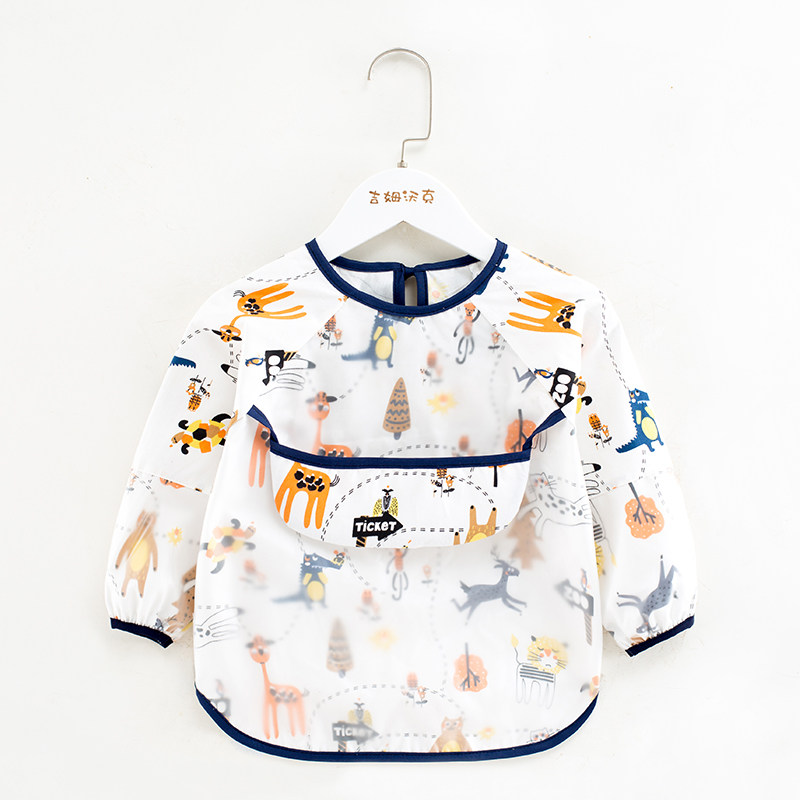 Blouse children waterproof bib long sleeves reverse dress boys protective clothes baby spring and autumn apron baby dirty eating clothes