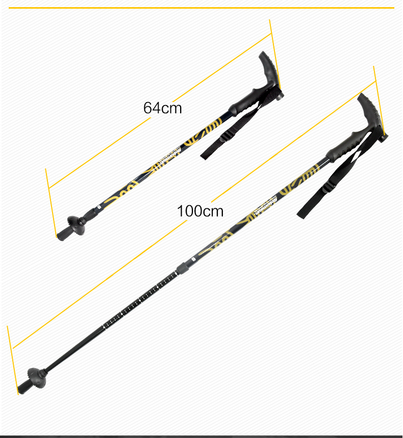 Robinson trekking cực carbon siêu nhẹ mía hai phần chống trượt ông già gậy vàng cao cấp T tay cầm gậy đi bộ gấp gọn có đèn