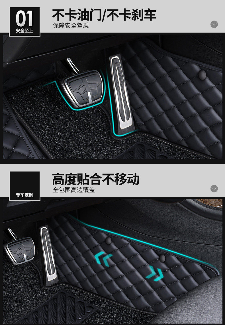 Car Floor Mat for the Driver's Seat, Full Coverage Single-Piece Mat, Separate Passenger Seat Mat, Wire Loop Floor Mat