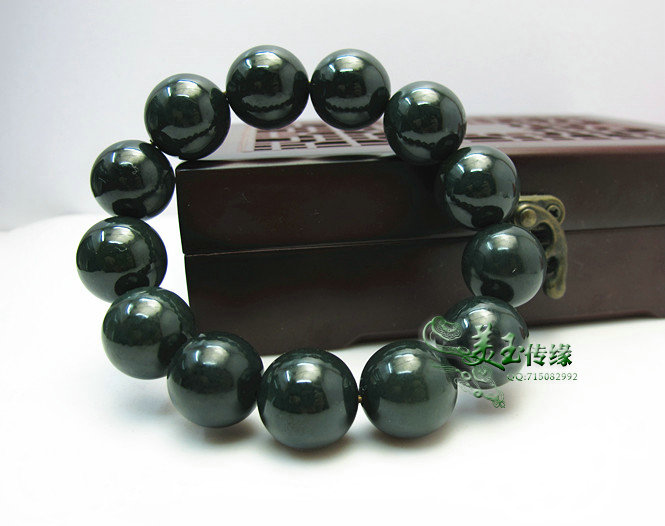 With certificate men's black green ink seed stock raw stone big round hand refining Xinjiang and Tian Yuhand