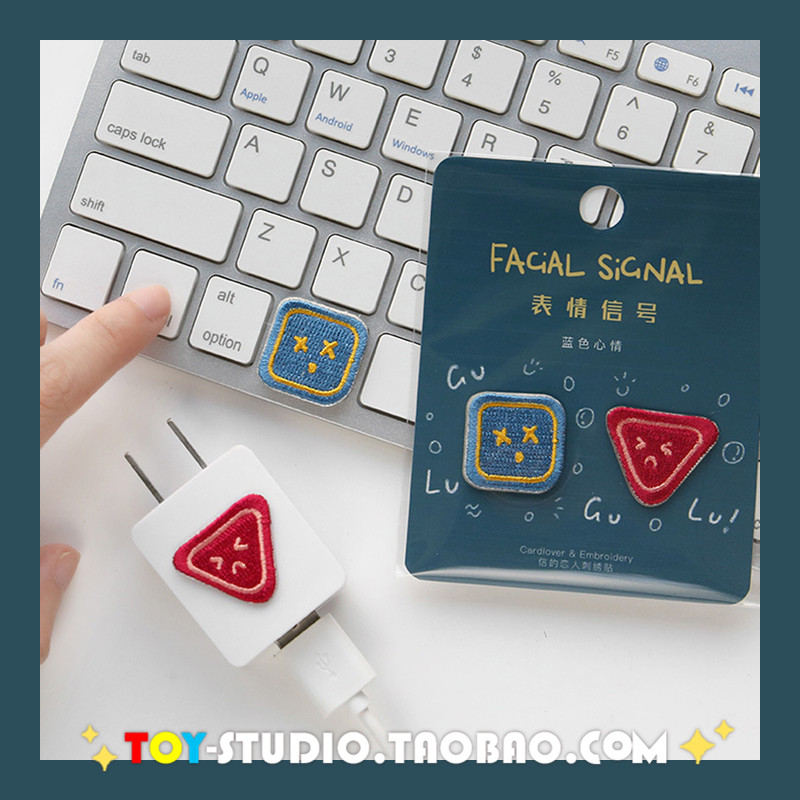 Ins style cute small expression embroidery stickers letter lovers bag decoration stickers couple clothing personality patch stickers