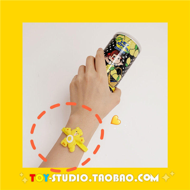 Ins girl heart bear bracelet Korean cute couple girlfriends student female summer personality all-match candy color bracelet