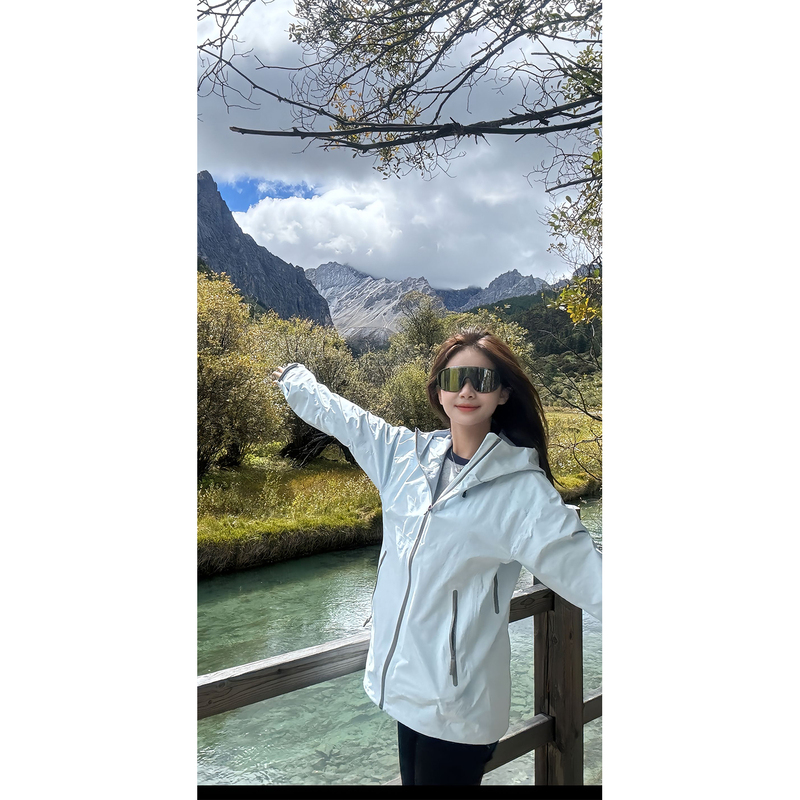 Ethereal Blue Laminated Hardshell Jacket for Men and Women 2026 Spring and Autumn New Outdoor Windproof and Waterproof Mountaineering Clothing