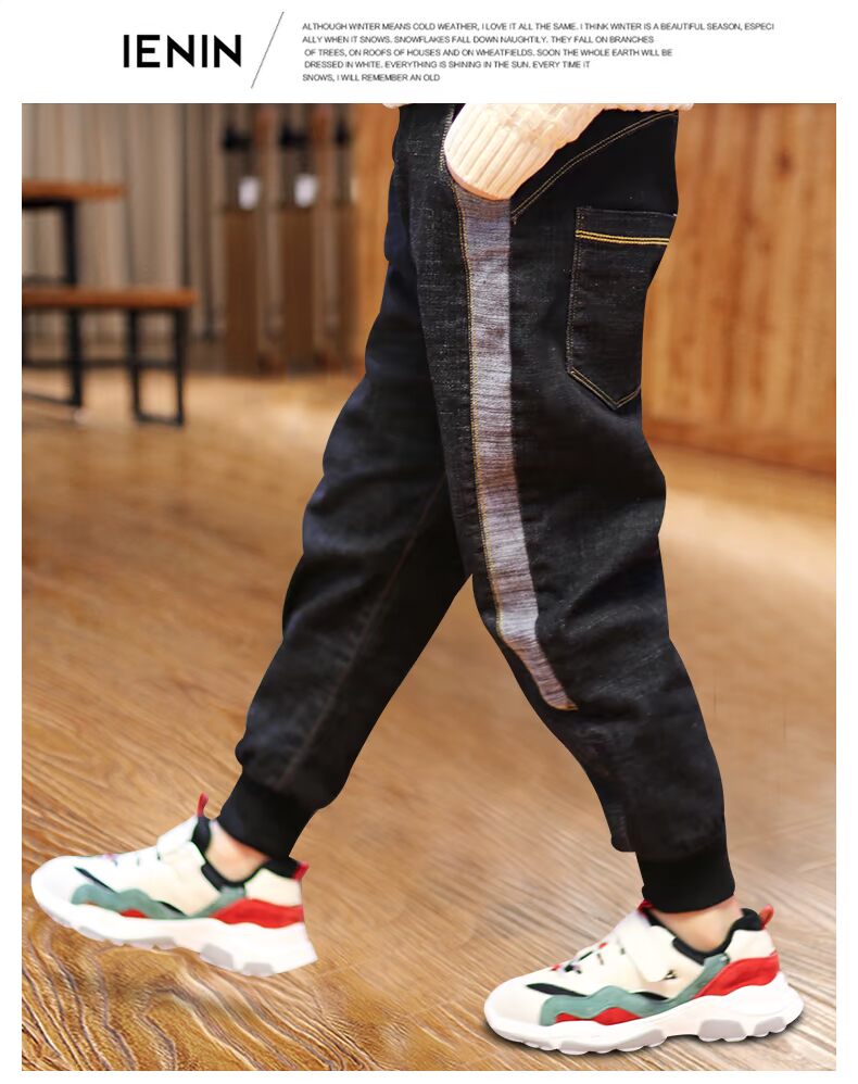 Quần áo bé trai Zhongda quần jeans cộng với quần nhung dày 2018 mới xuân hè thu đông Hàn Quốc phiên bản quần ống rộng quần yếm cho bé gái