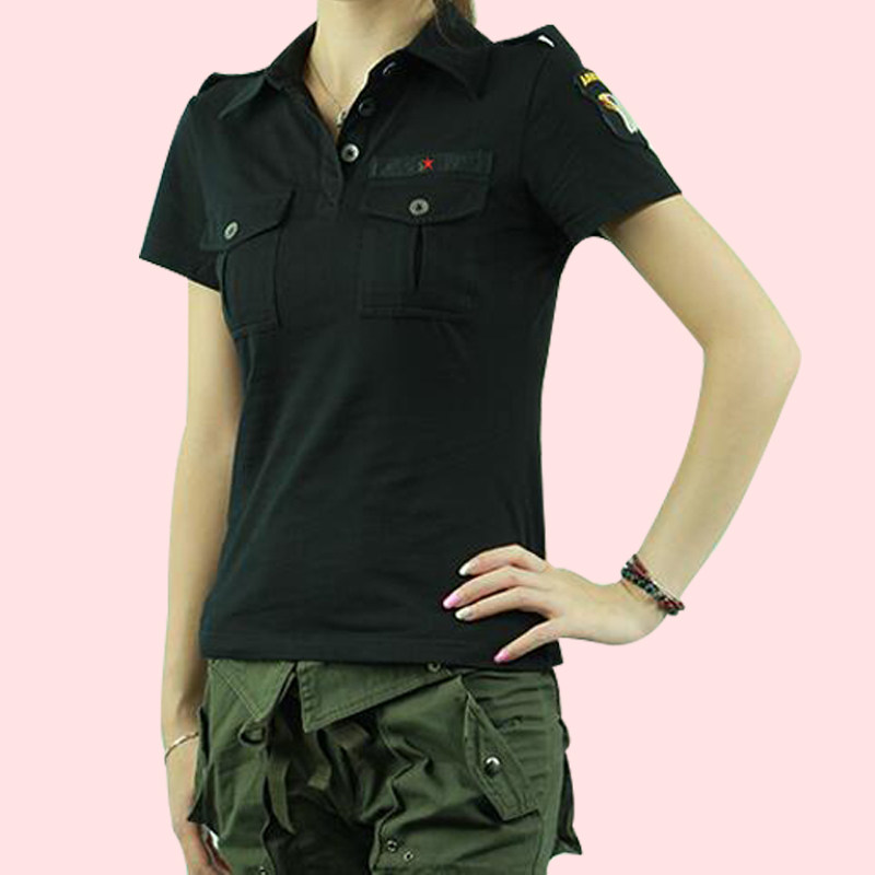 Summer sailor Dance Costume Square Dance Black Woman Half-sleeved fan casual cotton-tailored short sleeve t-shirt