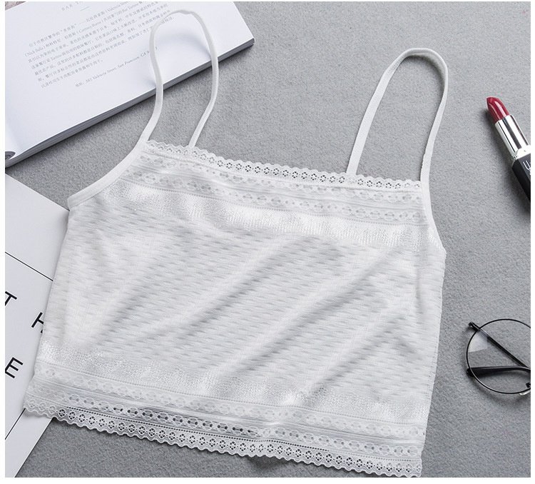 Mùa hè cô gái trắng ngắn phần I-line ren sling vest đáy chống ánh sáng bọc ngực ống đồ lót học sinh hàng đầu áo dây nữ
