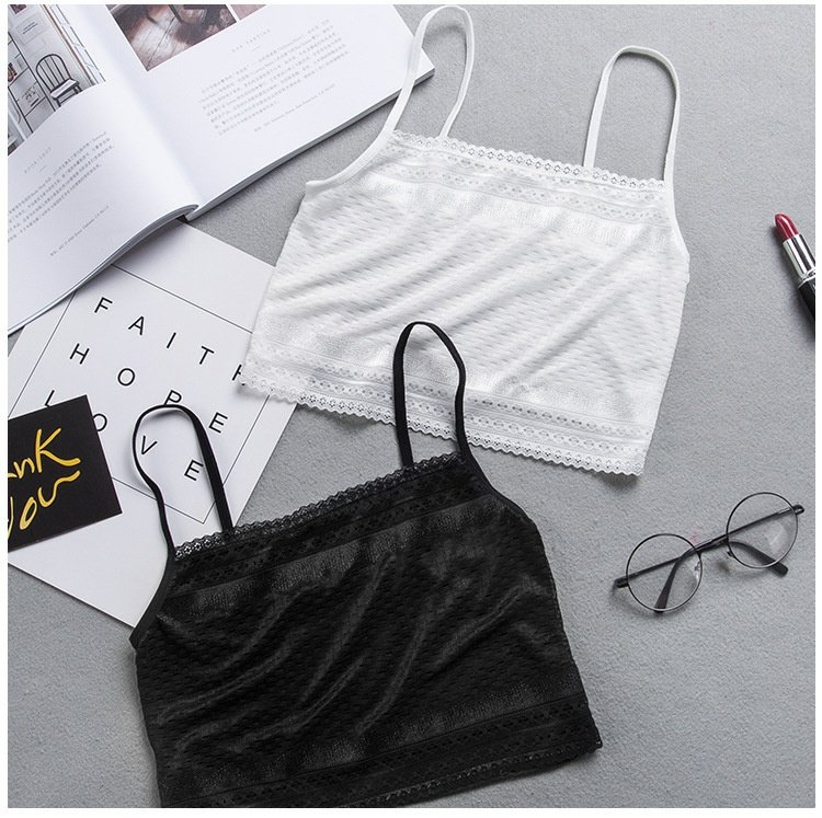 Mùa hè cô gái trắng ngắn phần I-line ren sling vest đáy chống ánh sáng bọc ngực ống đồ lót học sinh hàng đầu áo dây nữ