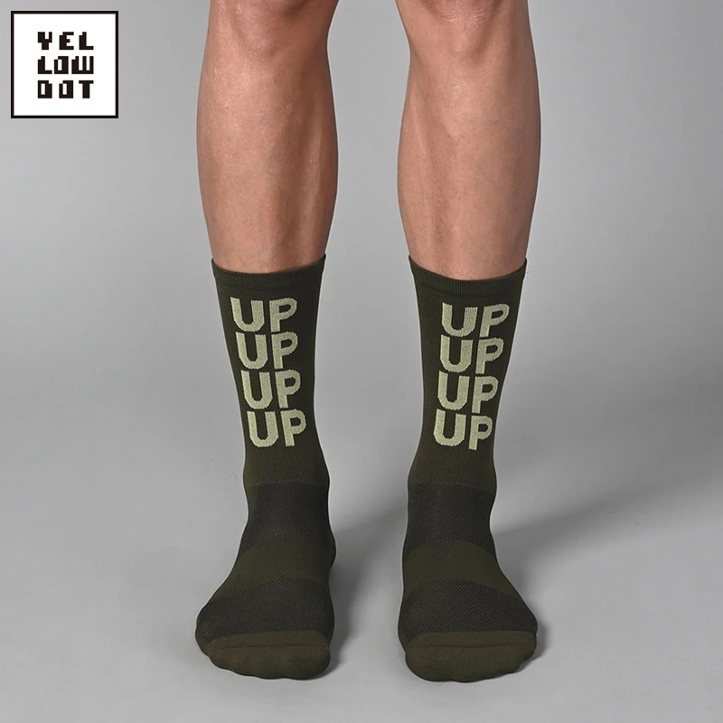Yellowdot Upupup Socks Thai Comfortable Men's and Women's Road Cycling Socks Olive Color