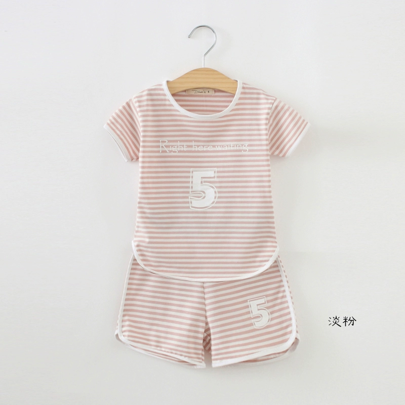 Mùa hè 2019 Trẻ em mặc Bộ đồ cotton ngắn tay Bộ đồ bé trai mùa hè Bộ đồ ngắn tay mùa hè