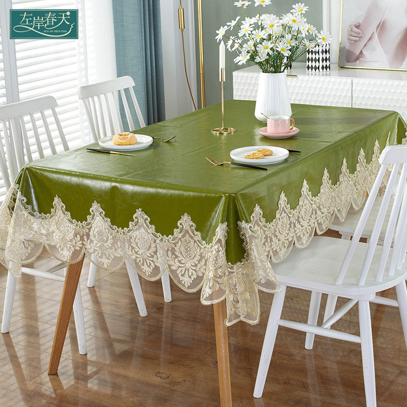 Tea table mat 2021 new upscale light lavish waterproof oil and oil home dining room Living Room Pure color leather Desktop cushion