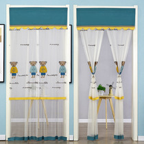 New curtain anti-mosquito fly-proof summer curtain home non-perforated bedroom Velcro partition curtain gauze red lace