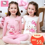 Hello kitty, детское термобелье, хлопковый комплект, демисезонное удерживающее тепло нижнее белье, пижама, подходит для подростков