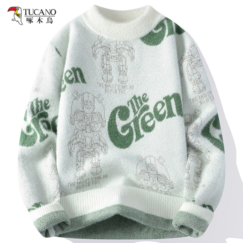 Woodpecker Big Kids' Mink Wool Sweater for Boys, Ages 13-16, Casual Knitwear for Teenagers, Middle and High School Students