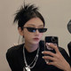 New trendy and cool sunglasses for women, high-end Internet celebrities, retro narrow frame European and American sunglasses, design alien glasses