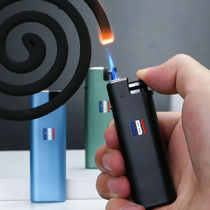Large boat windproof lighter disposable mens home straight flush blue flame metal frosted and anti-explosion inflatable upscale