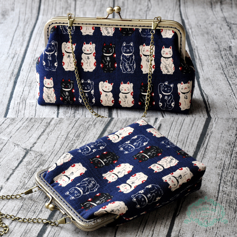 New and wind - recruited cat printed cotton handbag handbag handbag handbag inclined across cloth bag female