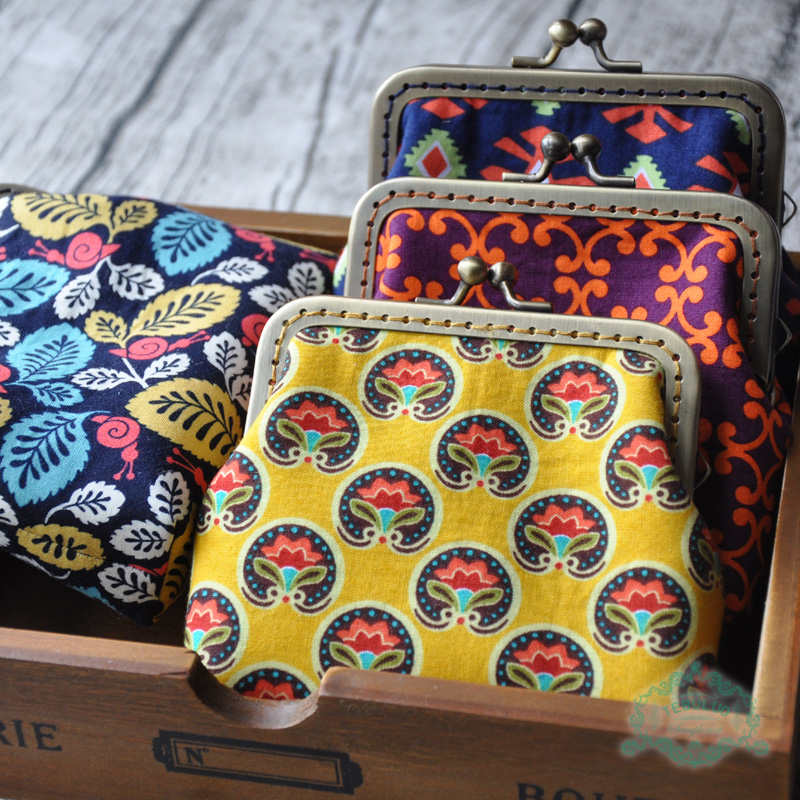 Original retro handmade fabric coin purse wallet card holder retro coin bag mouth gold bag storage bag gift
