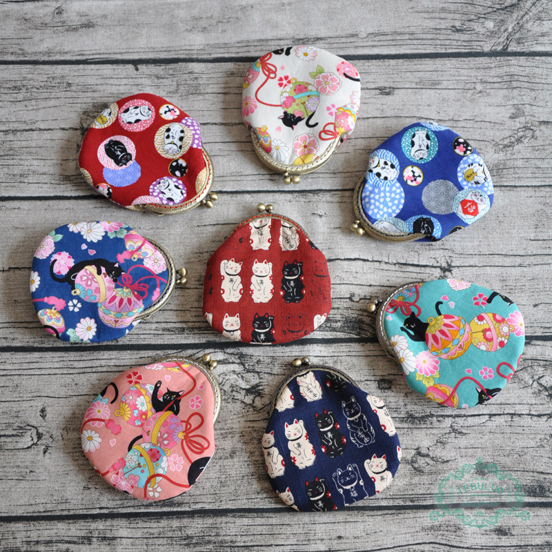 Japanese Japanese department Zhao Cai cat coin purse female card bag student small cloth bag mouth gold bag mini fabric creative gift
