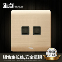 Elegant Champagne Gold Wire Drawing 86 Type Wall Switch Socket panel Home Two-phone double phone Plug Board