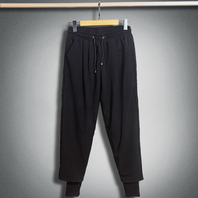 Dark Department's new men's summer pants trendy fake two-piece 90% pants ruffling with a small foot casual pants thin