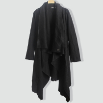 Korean version of dark irregular woolen trench coat coat British wind cloak cloak fashion woolen coat male long