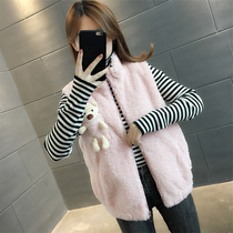 Lamb hair Vest Womens 2021 new autumn and winter thick loose vest wear bear Net Red Horse jacket jacket