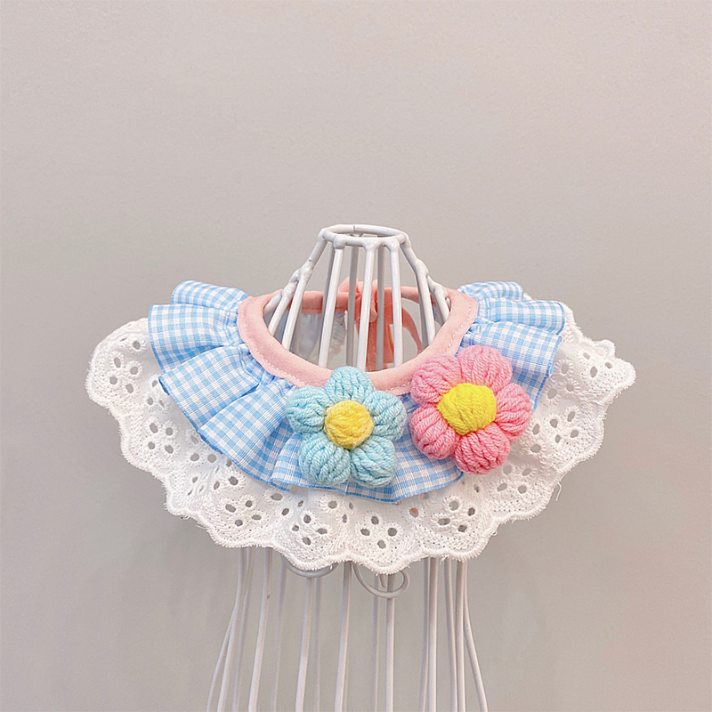 Cat dog scarf rabbit scarf pet saliva towel puppet British short American short blue and white teddy bear jewelry