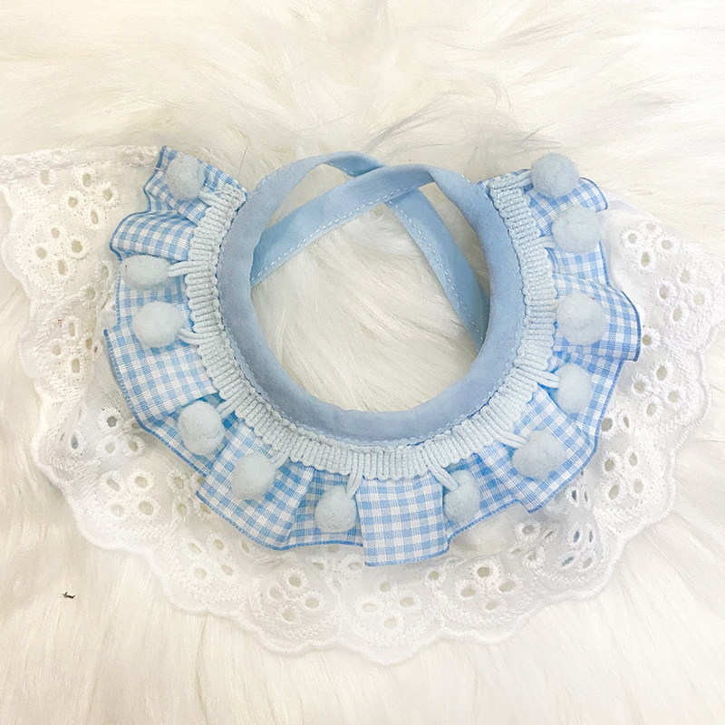 Cat cat cat dog bib bib puppet blue white English short Teddy Corgi bear cute bow tie