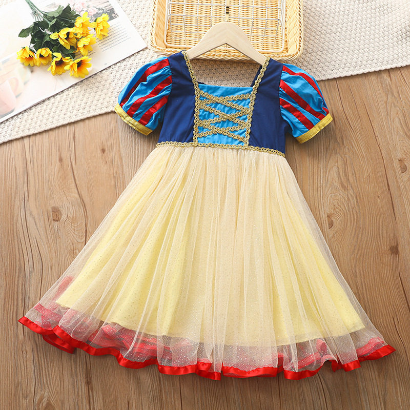 Snow White Dress Girls Summer Dress Little Girl Spring and Autumn Clothing New Children Baby Crystal