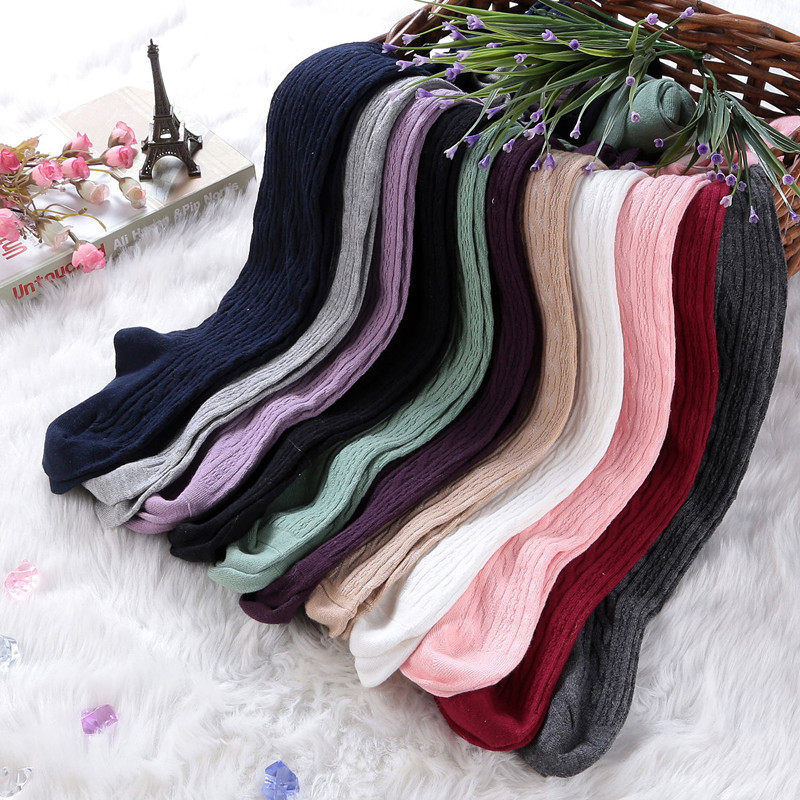 Girls' trousers' socks and feet in thick white dance socks spring and autumn pure cotton black baby meat new