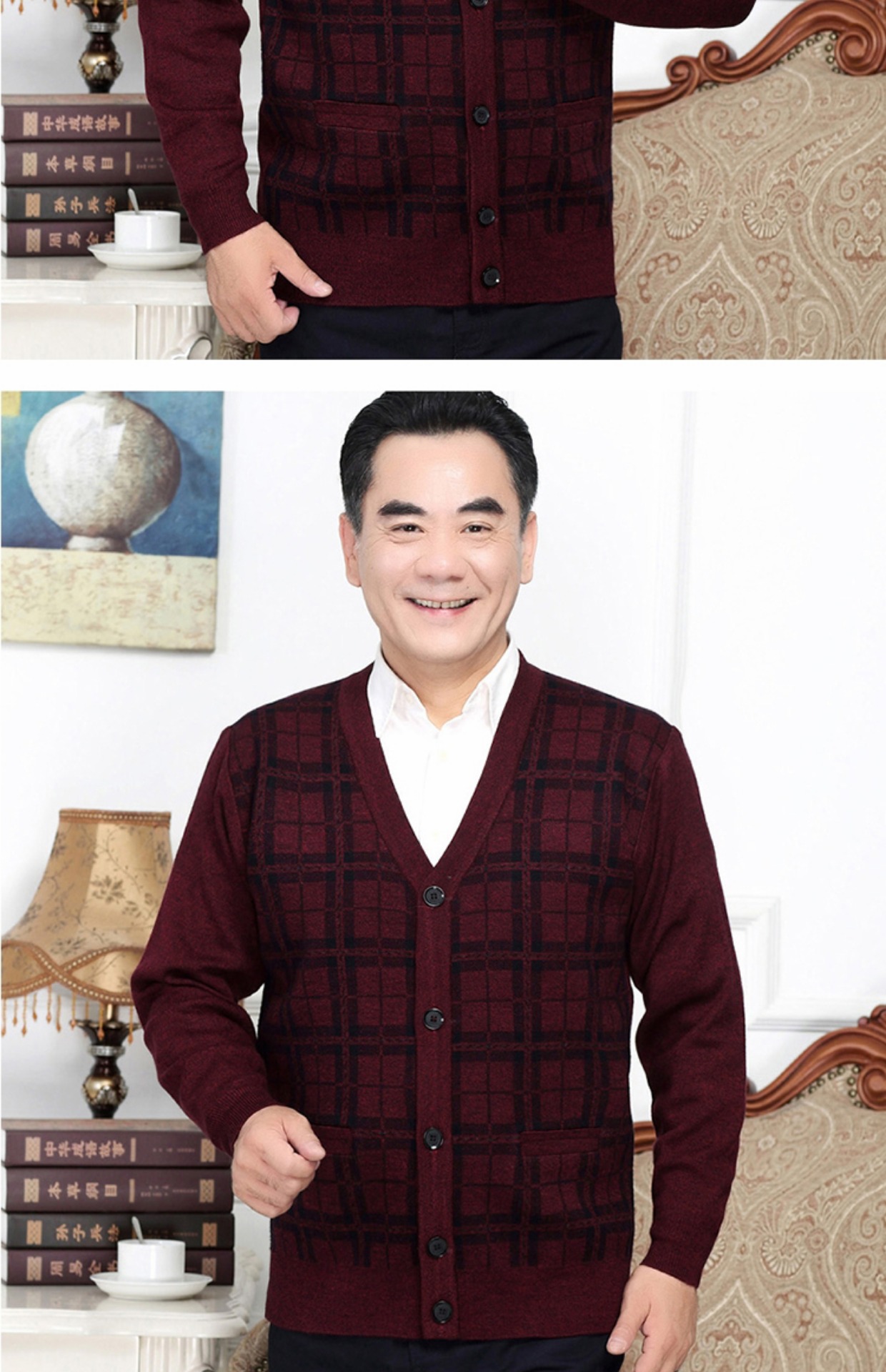 Áo len trung niên mùa đông cho nam áo thun dài tay nam