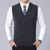 Áo len nam Vest Vest Vest len ​​nguyên chất Mùa thu và mùa đông Slim Green Tuổi trung niên Bố áo len nam vest nam Dệt kim Vest