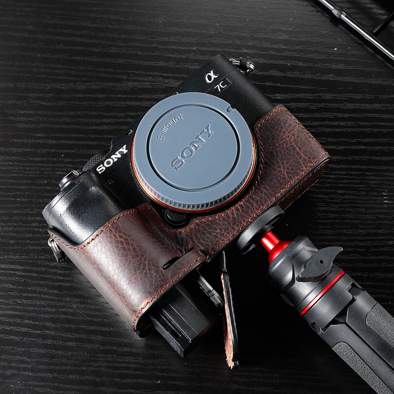 Zhibao Is Suitable for Sony A7C2 Leather Case, A7C Base, A7M3, A7R5, A7S3 Protective Case, Leather Case, Camera Bag