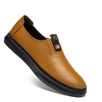 Bean soft leather color u series casual work 2021 leather shoes for men with leisure casual bean noodle business sky leather soft bottom breathable all black