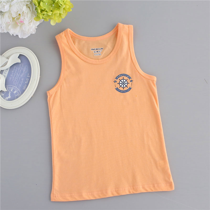 Bông cậu bé mỏng áo đáy mùa xuân và mùa hè trẻ em cắt tay sleevesleeve ở trẻ em lớn màu tinh khiết childrens vest.