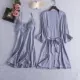 Thực lụa sexy đồ ngủ phụ nữ mùa hè mỏng lụa sling váy ngủ hai mảnh mùa xuân và mùa thu bộ với đệm ngực - Night Robe